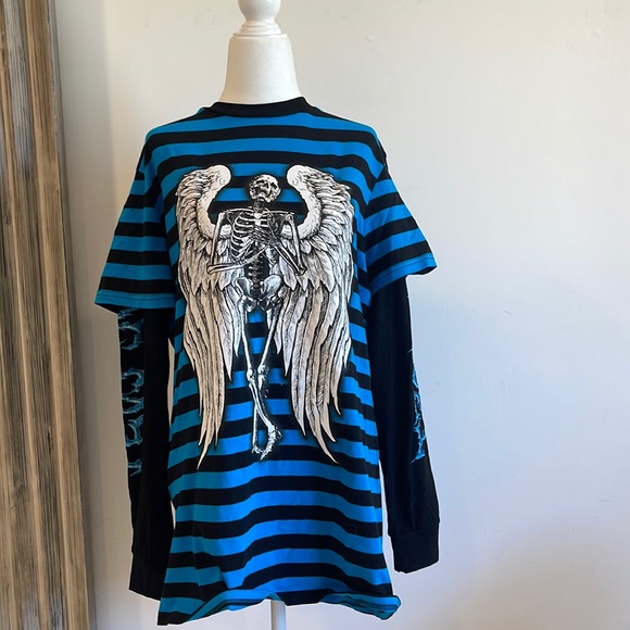 Dolls Kill Current Mood Skull Long Sleeve Tee (NWOT) - Picture 1 of 3